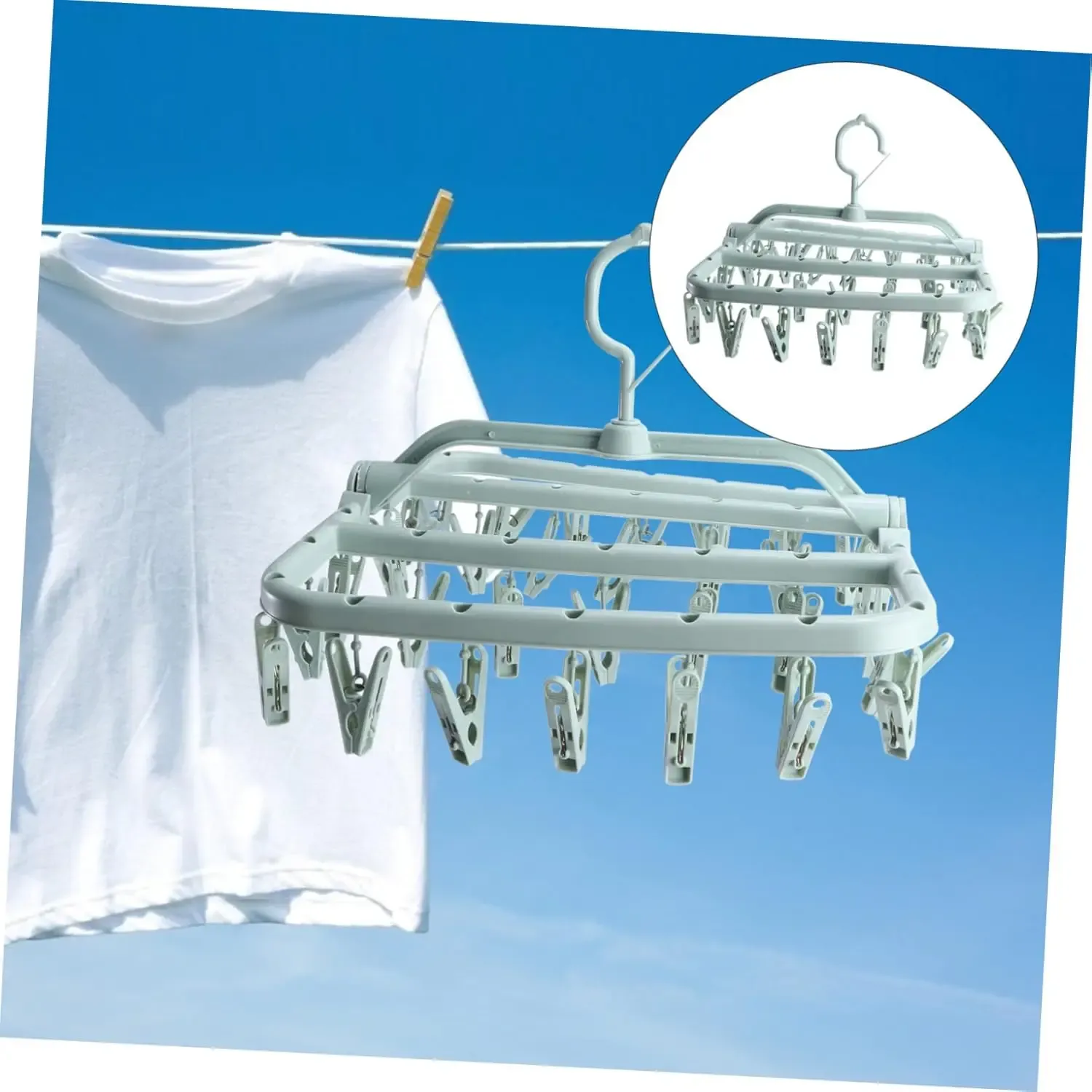 Séchoir à linge pliable, pinces et égouttoir
