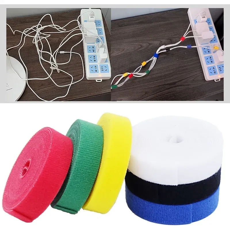 Attaches de câble 1/5 M, crochets adhésifs réutilisables, attaches de paquet, organiseur de sangles en nylon, support à clip automatique, sangles de gestion, attache de fil 3
