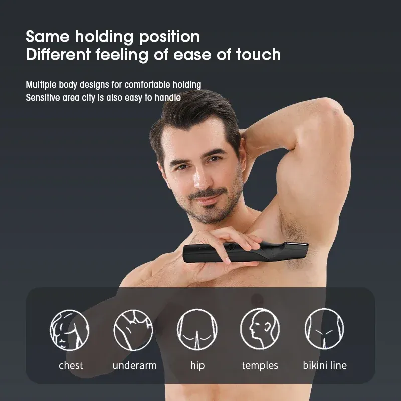 Tondeuse électrique sans fil étanche pour hommes, format portable, pour zones intimes 2