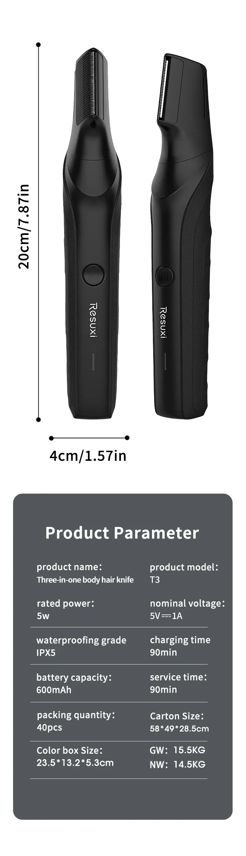 Tondeuse électrique pour hommes, vue de détail