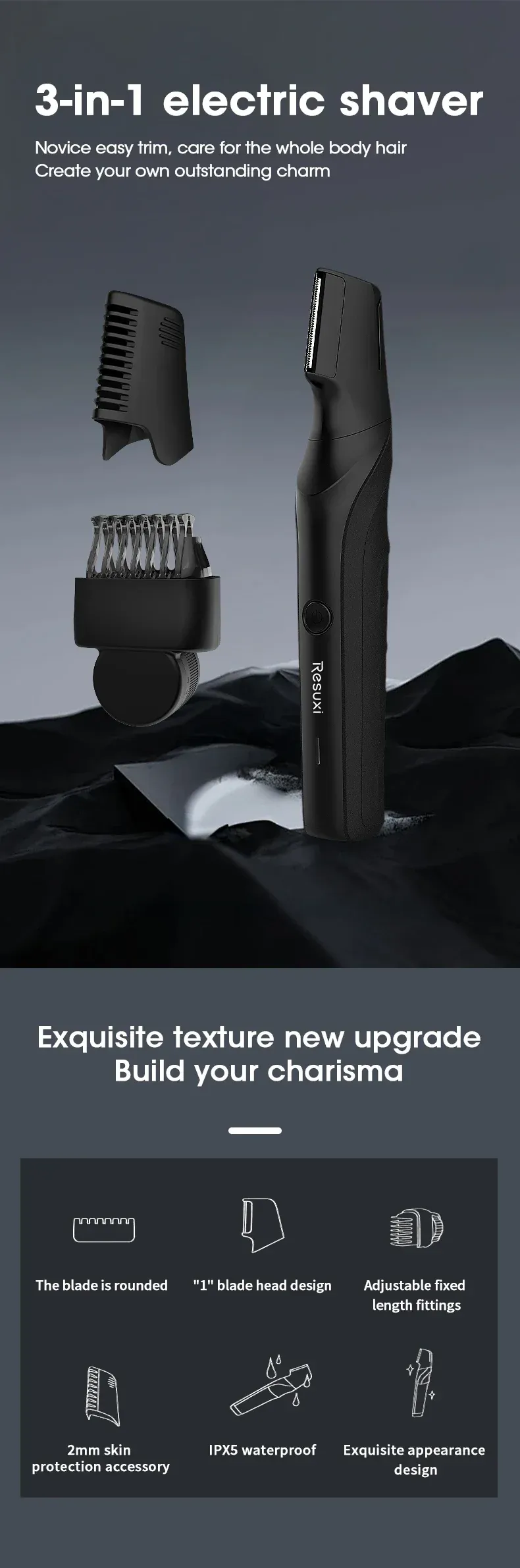 Tondeuse électrique pour hommes, lame en forme de V
