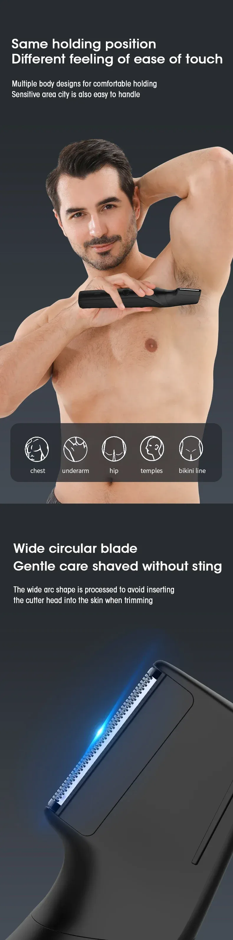 Tondeuse électrique pour hommes, design ergonomique