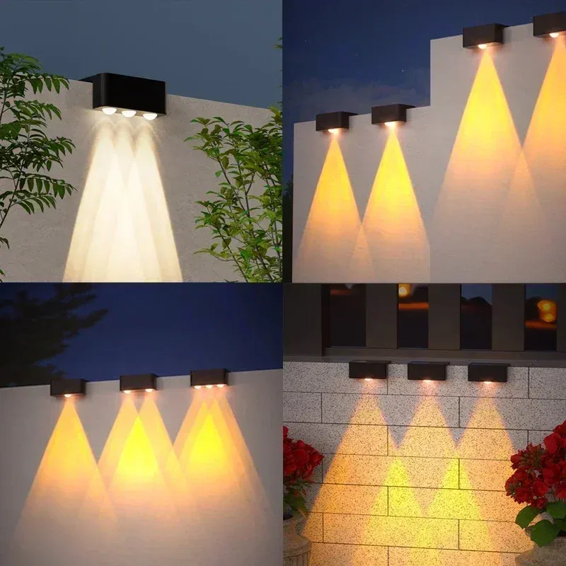 Détail de l'applique solaire murale fixée sur une clôture