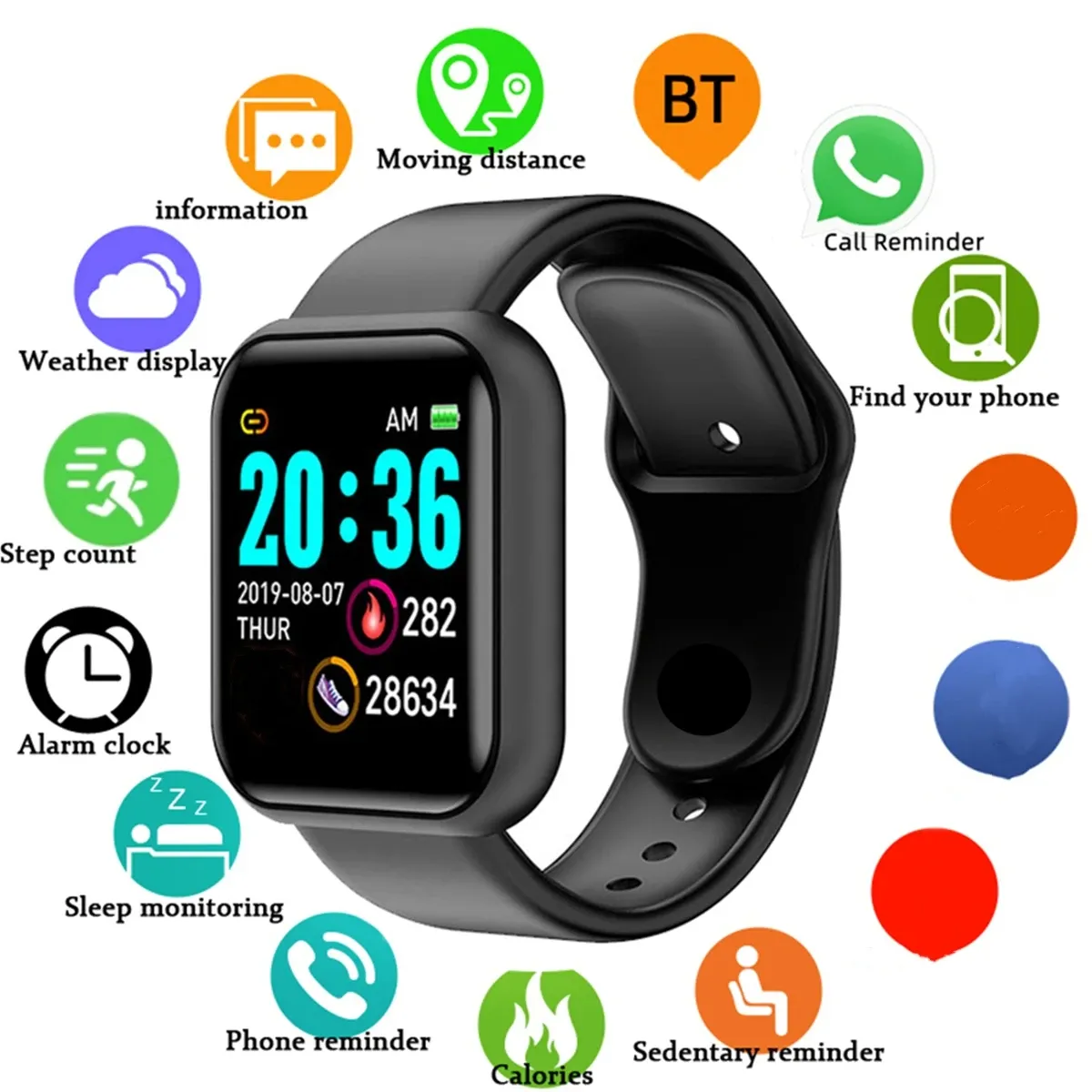 Montre connectée Bluetooth unisexe avec lecteur de musique, suivi d'activité et moniteur de sommeil 10
