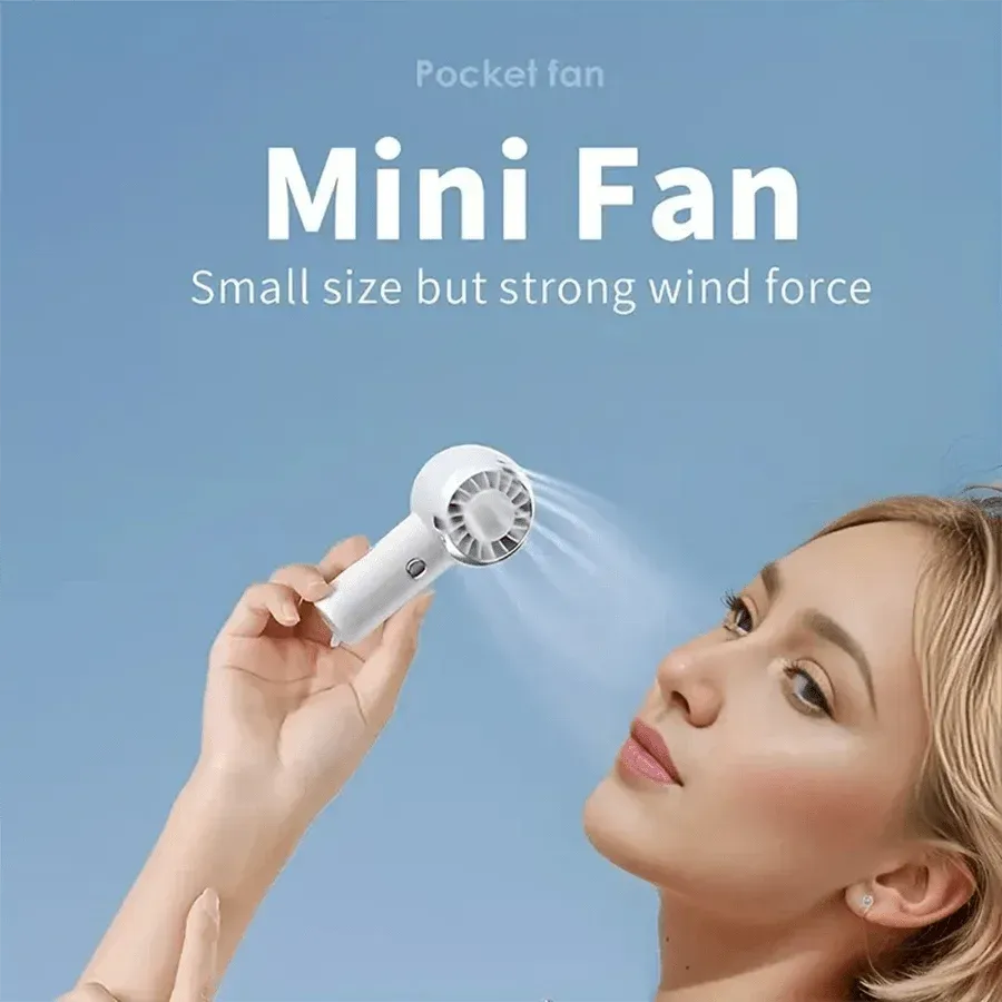 Ventilateur portable ultra-léger 2026 de 60 g, mini ventilateur de poche rechargeable pour voyage et shopping 2