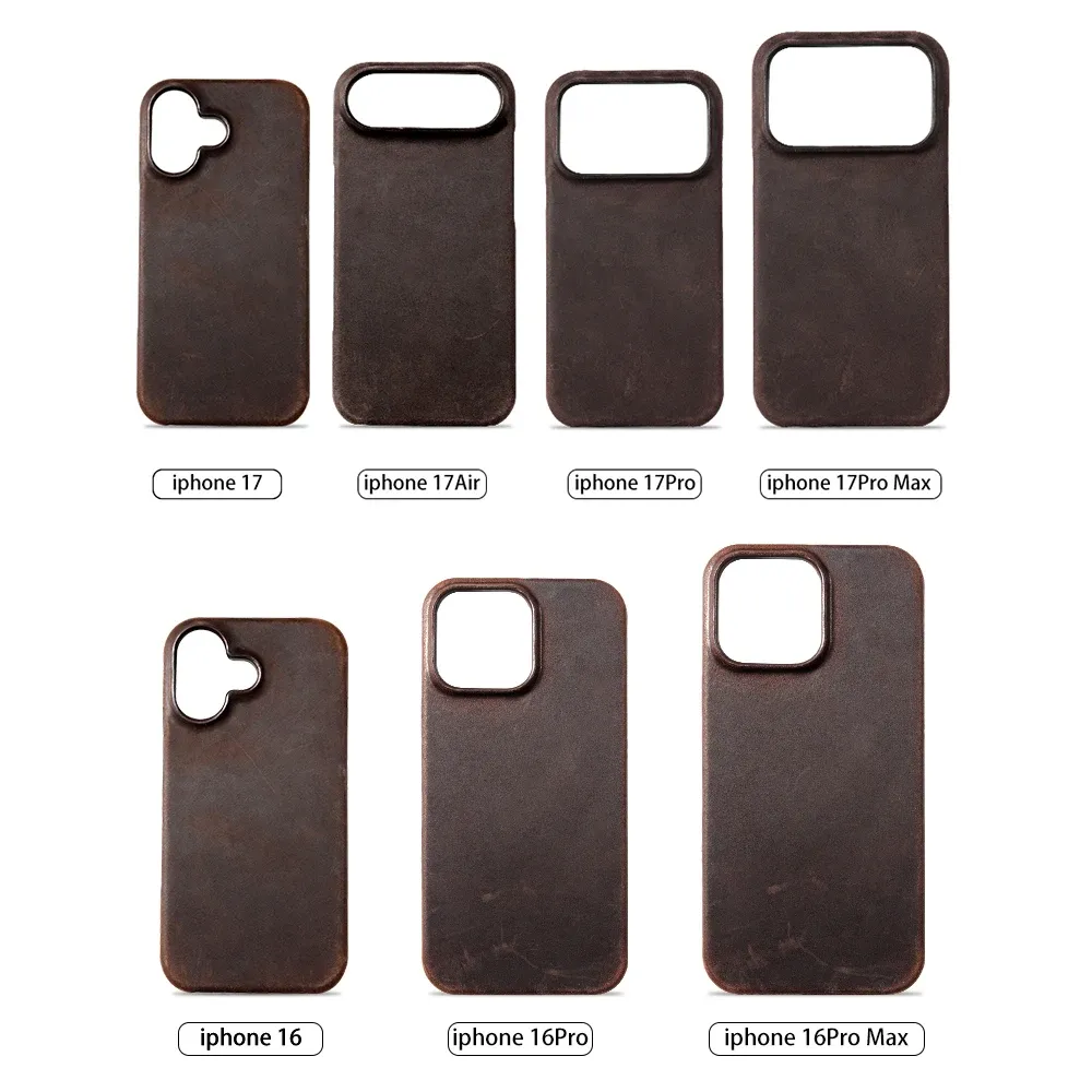 Étui magnétique en cuir pleine fleur huilé PULL-UP pour iPhone 15, 16 et 17 Pro Max, compatible MagSafe 2