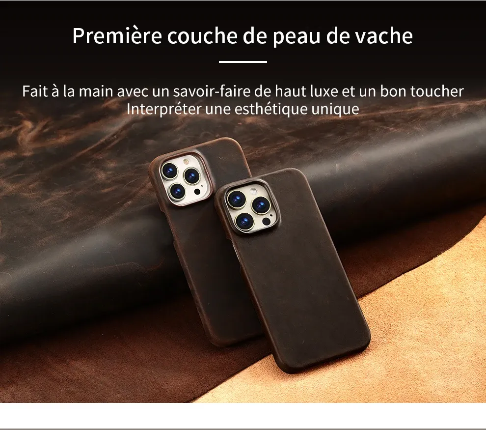 Étui en cuir, vue détaillée