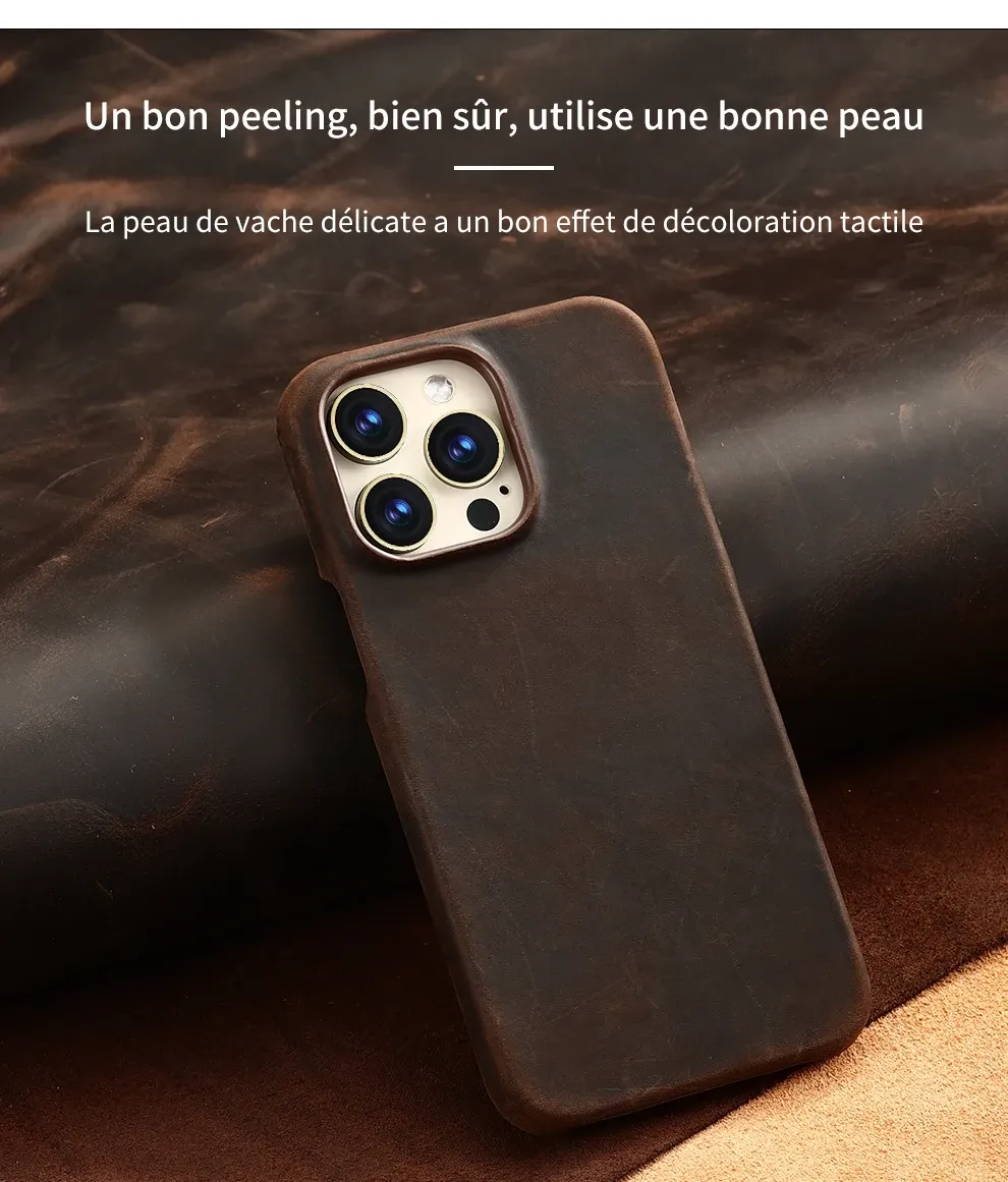 Étui en cuir, mise en valeur