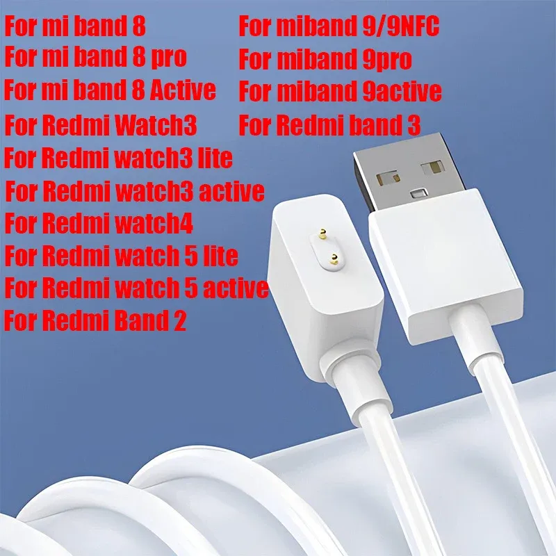 Chargeur magnétique pour Xiaomi Smart Band 8, 9, 8 Pro, 8 Active, 9 Active / Redmi Watch 5, 3 Active, Watch 4, Band 2 – Câble de charge USB universel