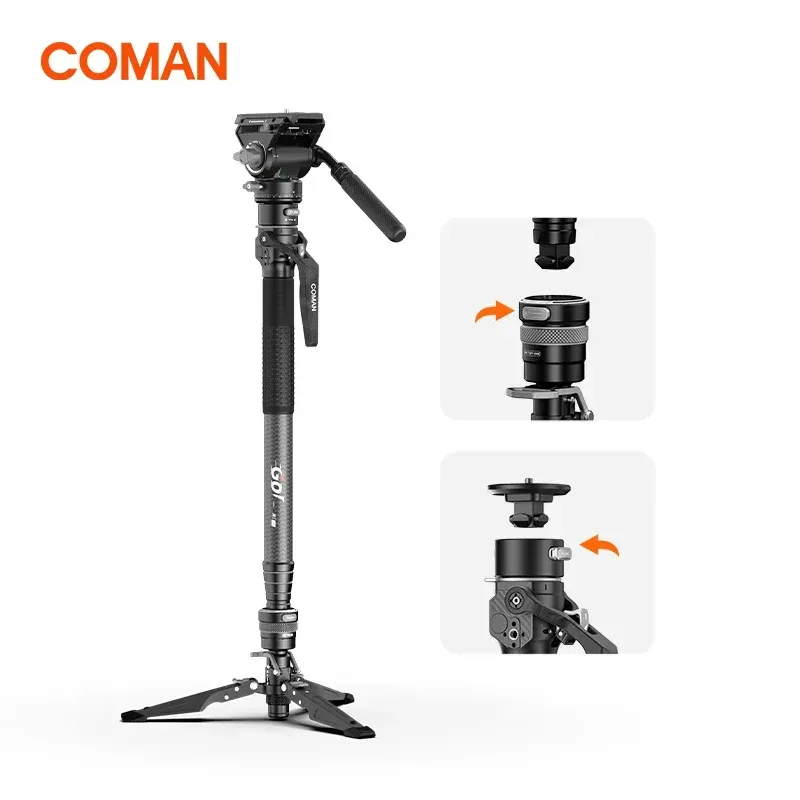 Trépied de voyage monopode COMAN M1 PRO V5 en fibre de carbone avec plateau rapide - Image 1