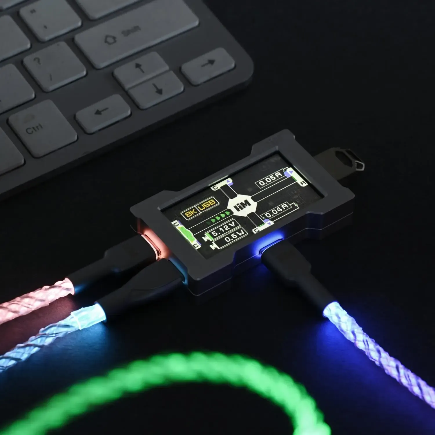 HMLAB ZNEO Hub USB pour gaming – 2 à 3 ports, 8 000 Hz, alimentation indépendante, avec écran, pour un setup de bureau gaming 4