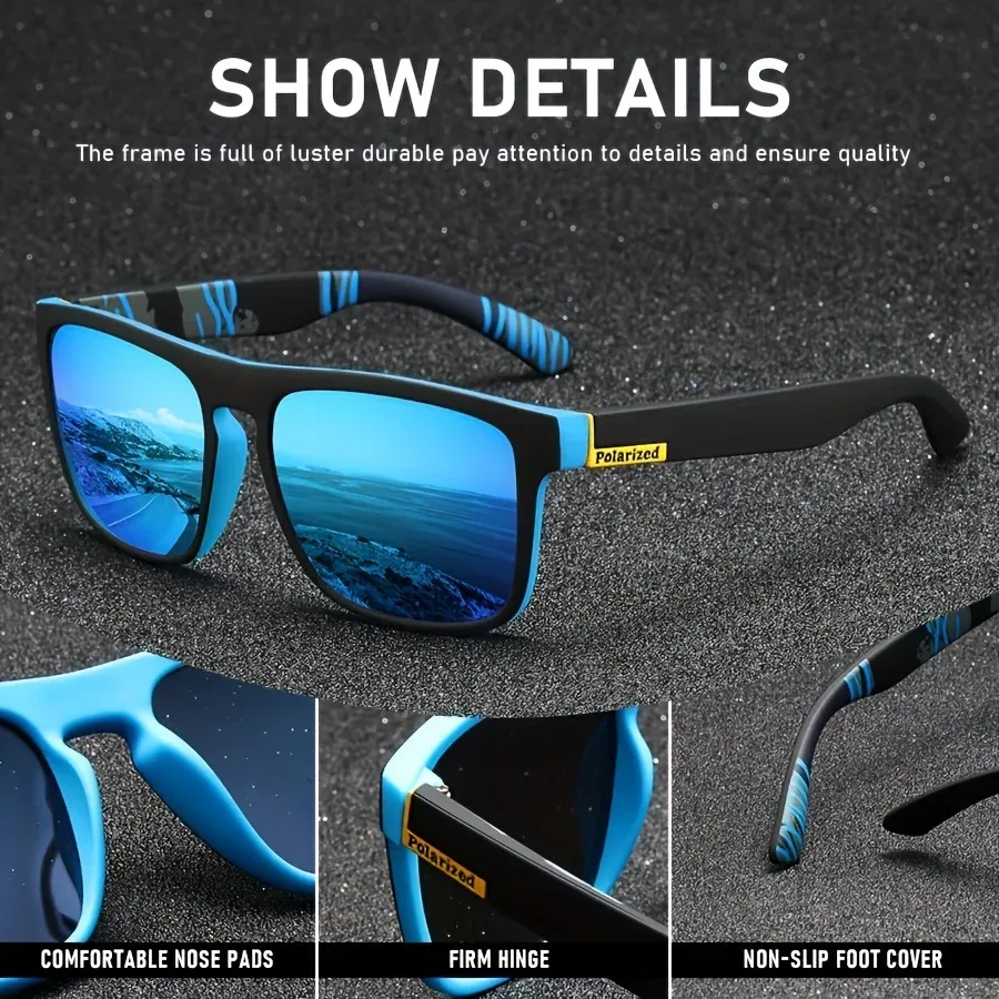Lunettes de soleil carrées vintage polarisées pour hommes et femmes, protection UV400 6