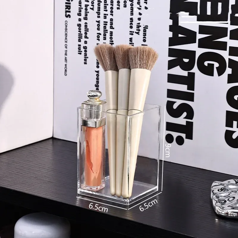Boîte de rangement transparente pour pinceaux de maquillage, 1, 2 ou 3 compartiments, idéale pour la coiffeuse 7
