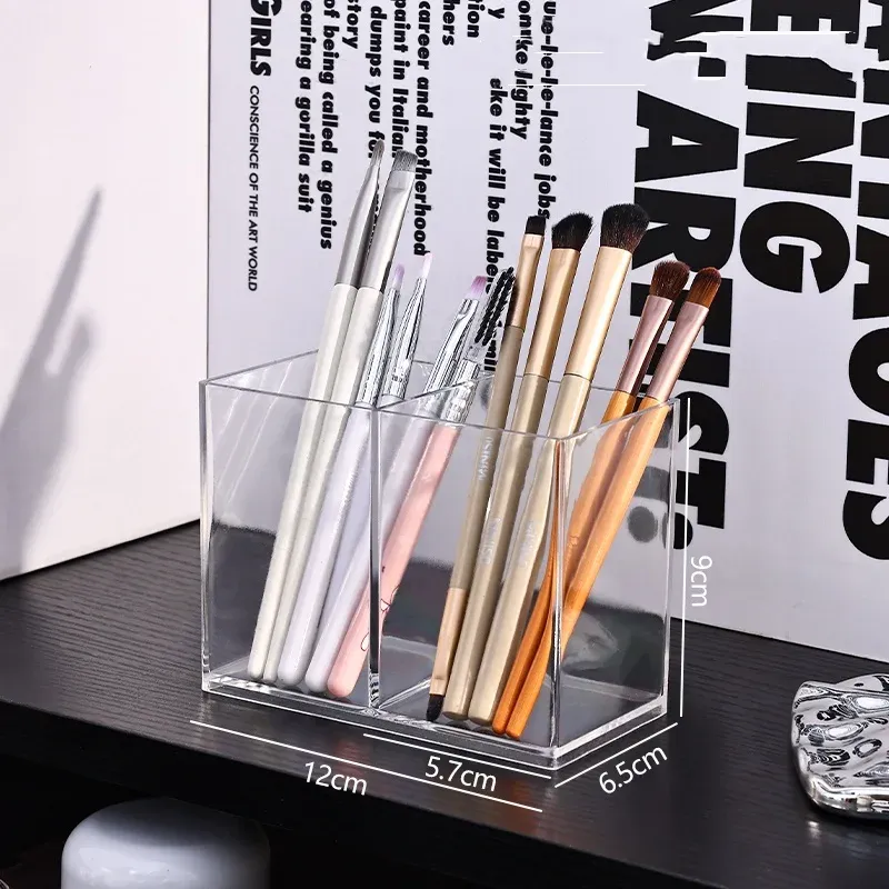 Boîte de rangement transparente pour pinceaux de maquillage, 1, 2 ou 3 compartiments, idéale pour la coiffeuse 8
