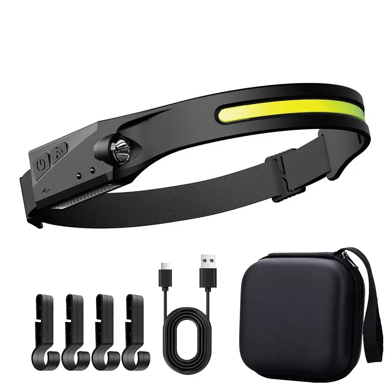 Lampe frontale LED rechargeable par USB avec batterie intégrée, 5 modes d'éclairage, pour la pêche et le camping 13