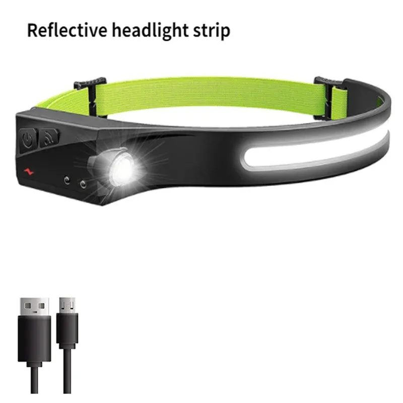 Lampe frontale LED rechargeable par USB avec batterie intégrée, 5 modes d'éclairage, pour la pêche et le camping 11