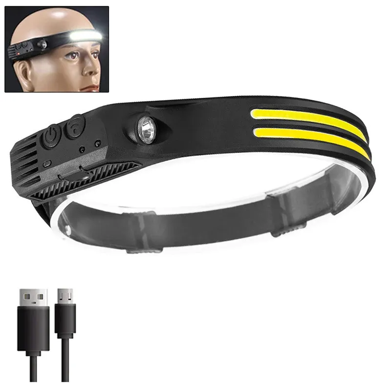 Lampe frontale LED rechargeable par USB avec batterie intégrée, 5 modes d'éclairage, pour la pêche et le camping 15
