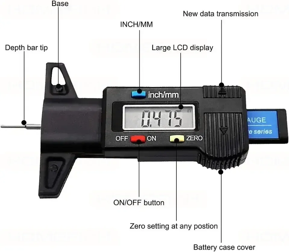 Jauge de profondeur numérique LCD pour pneus de voiture, 0-25 mm - Image 1