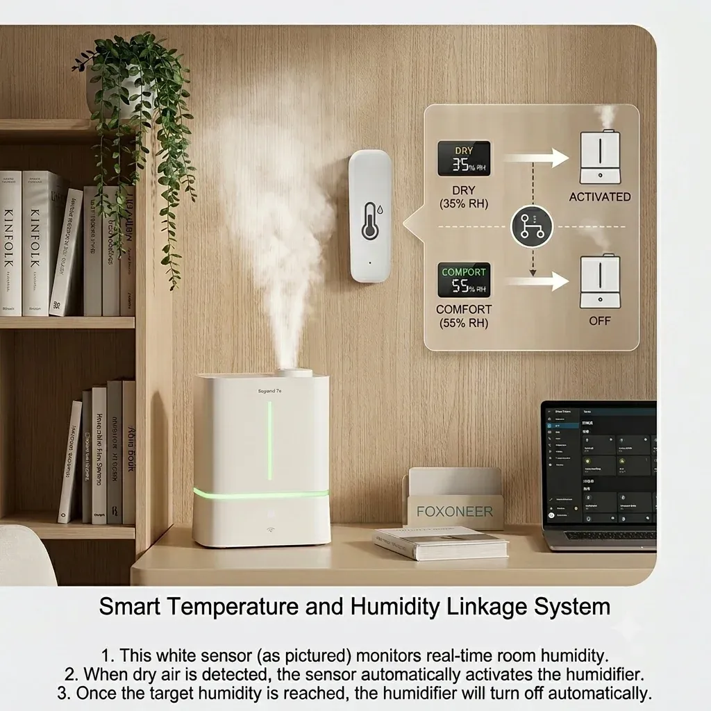 Capteur intelligent Zigbee de température et d'humidité d'intérieur, compatible Alexa et Google Home 4
