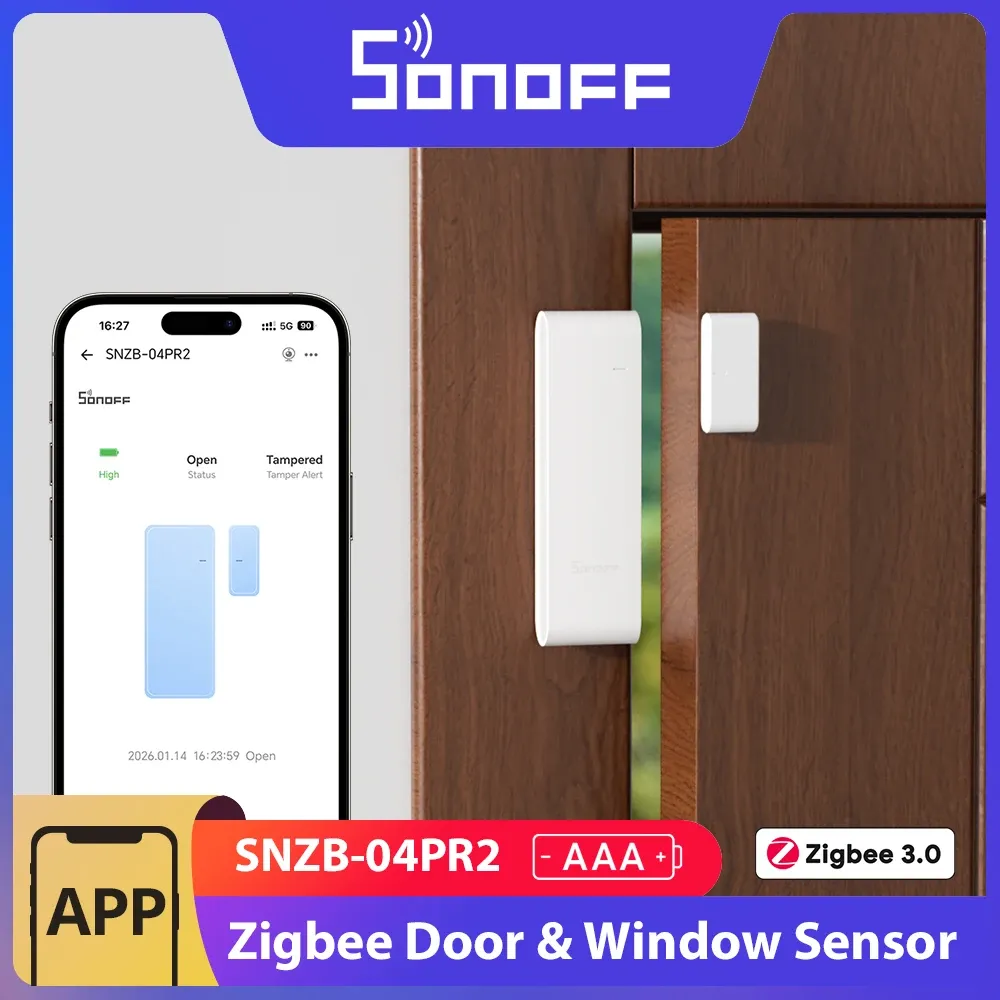 SONOFF SNZB-04PR2 SenseGuard DW Gen2 Capteur de porte/fenêtre Zigbee, sécurité active avec alertes d'effraction, surveillance via application et ZBBridge-P - Image 1