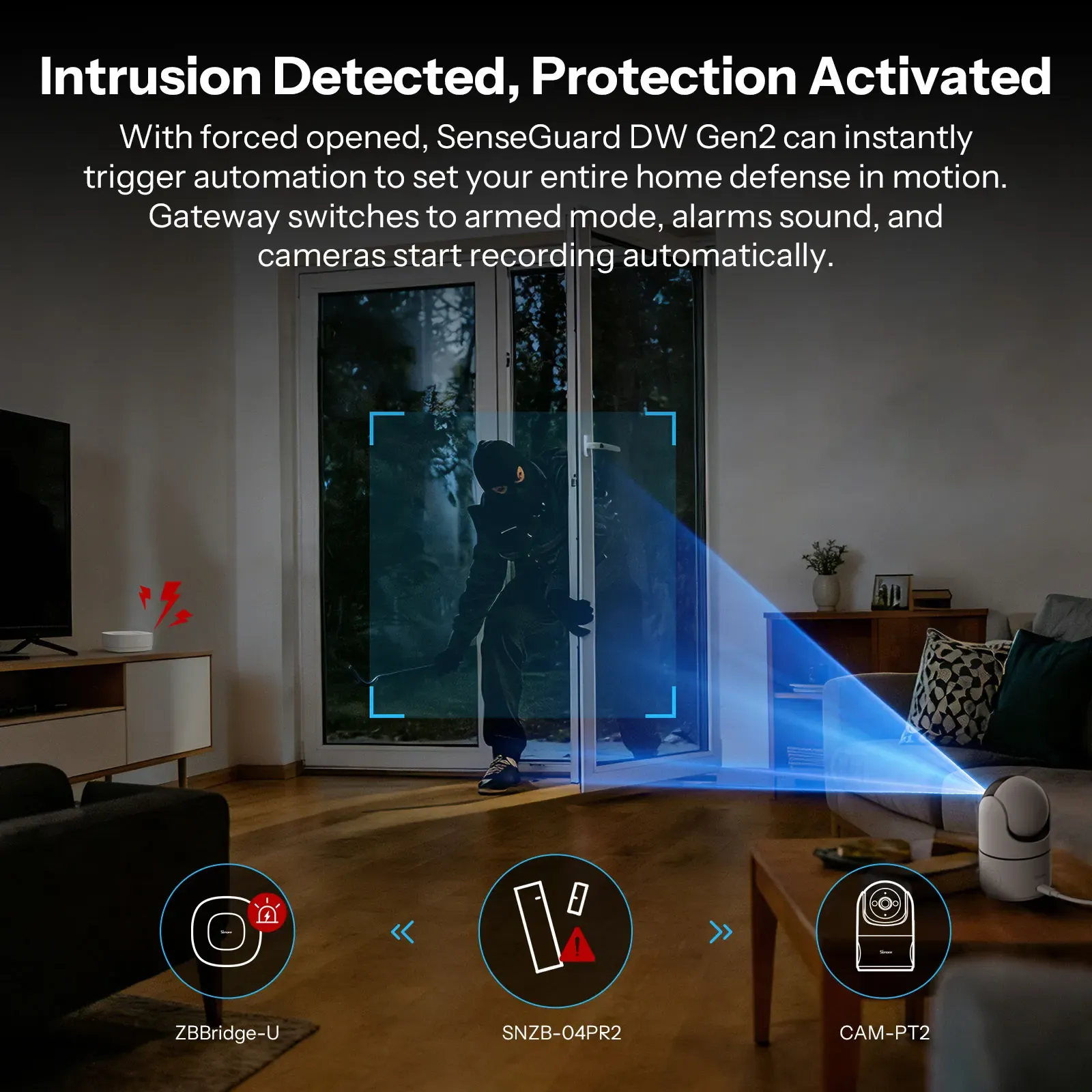 SONOFF SNZB-04PR2 SenseGuard DW Gen2 Capteur de porte/fenêtre Zigbee, sécurité active avec alertes d'effraction, surveillance via application et ZBBridge-P 6