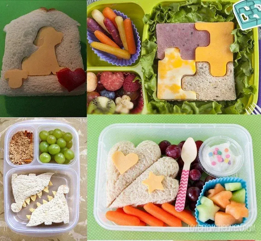 Coupe-sandwich pour enfants, emporte-pièce à pain, forme écureuil et dauphin de dessin animé, couteau à pain, scelleur pour boîtes à déjeuner Bento, accessoires 4