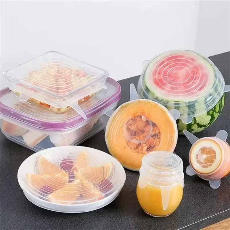 6 couvercles extensibles en silicone pour bols alimentaires, réutilisables et multifonctionnels 4