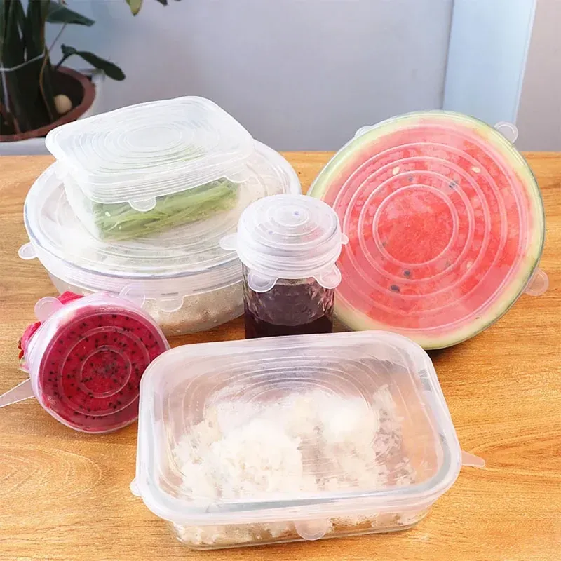 6 couvercles extensibles en silicone pour bols alimentaires, réutilisables et multifonctionnels 6
