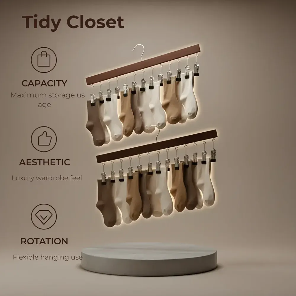 Organisateur de leggings multi-pinces en bois