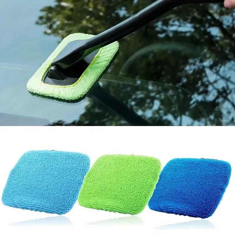 Kit de brosses de nettoyage pour vitres de voiture avec long manche, comprenant un outil de lavage de pare-brise et un essuie-glace intérieur 3