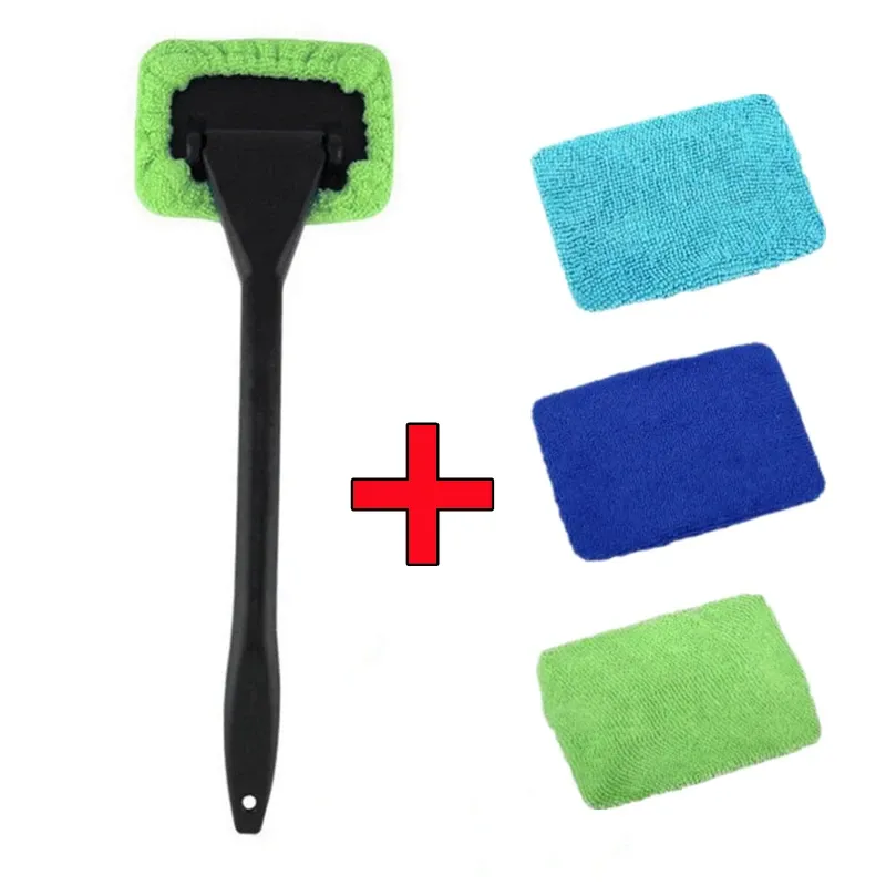 Kit de brosses de nettoyage pour vitres de voiture avec long manche, comprenant un outil de lavage de pare-brise et un essuie-glace intérieur 14