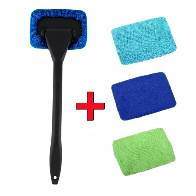 Kit de brosses de nettoyage pour vitres de voiture avec long manche, comprenant un outil de lavage de pare-brise et un essuie-glace intérieur 15
