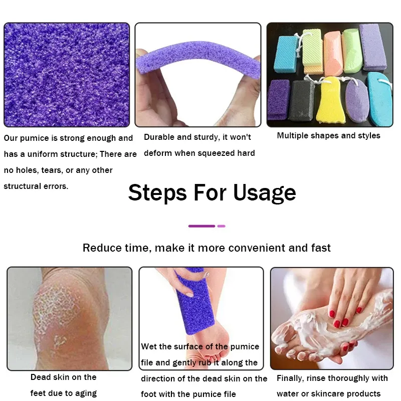 Lot de 40 pierres ponces jetables violettes pour pieds, éliminatrices de callosités et de peaux mortes pour pédicure 5