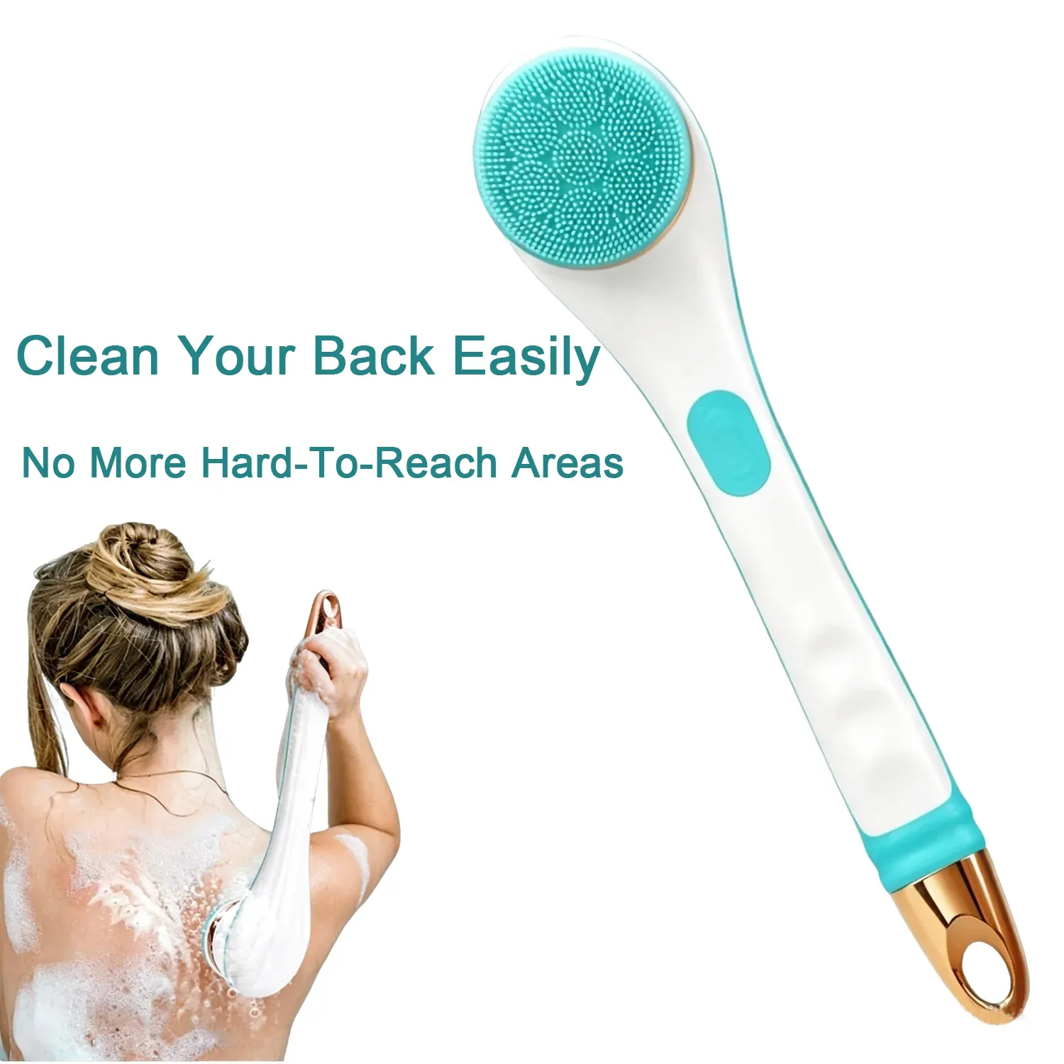 Brosse de bain électrique à long manche, étanche, avec têtes interchangeables pour le dos, les pieds et le corps - Image 1