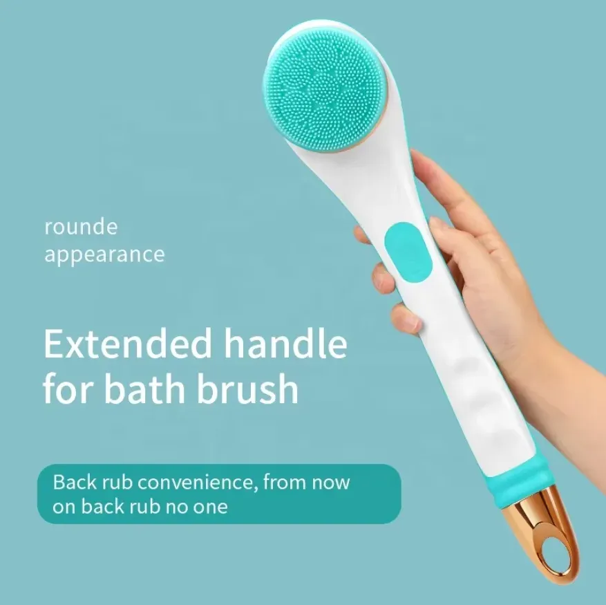 Brosse de bain électrique à long manche, étanche, avec têtes interchangeables pour le dos, les pieds et le corps 4