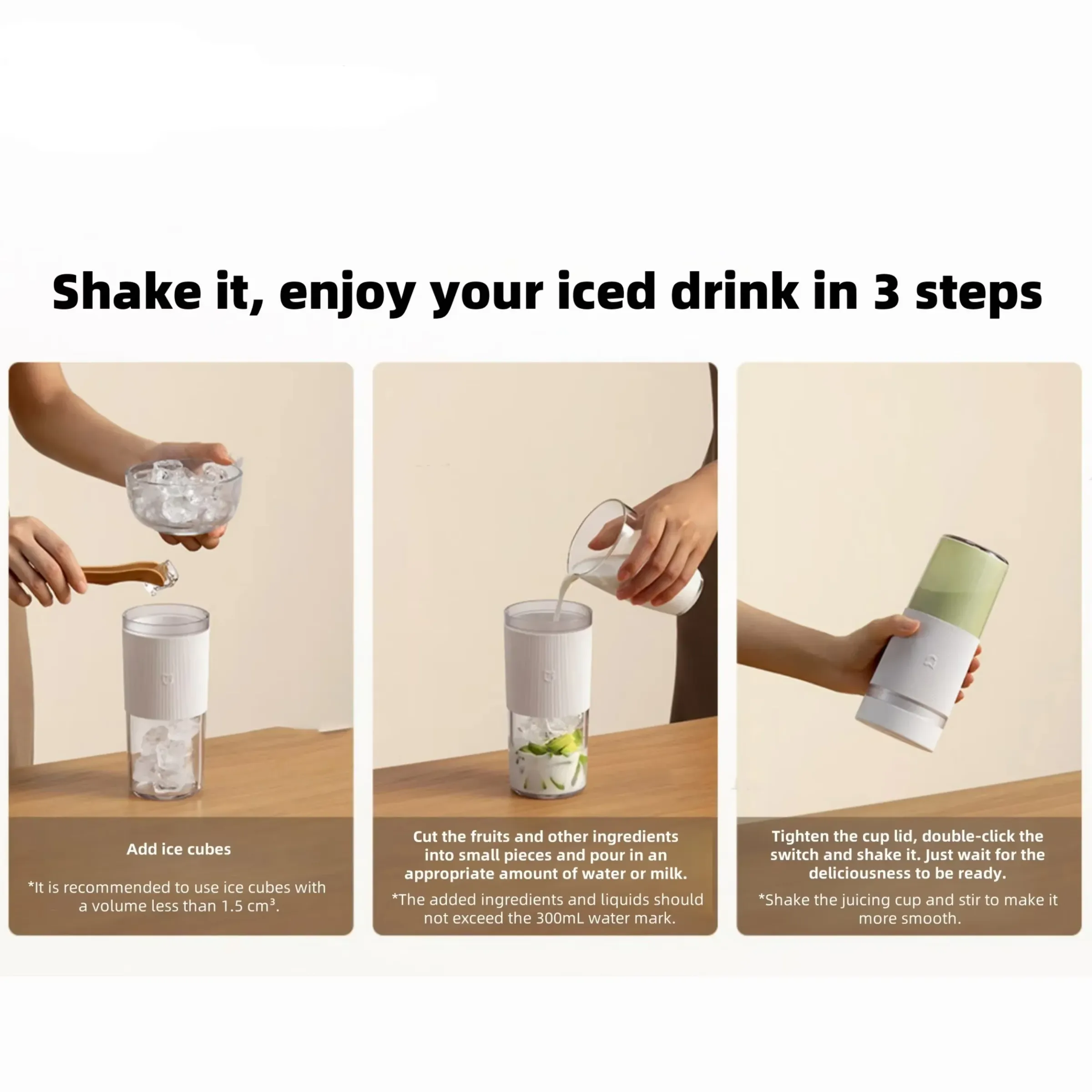 Mixeur portable Xiaomi MIJIA 2, mini-blender électrique pour fruits et légumes, 300 ml 5
