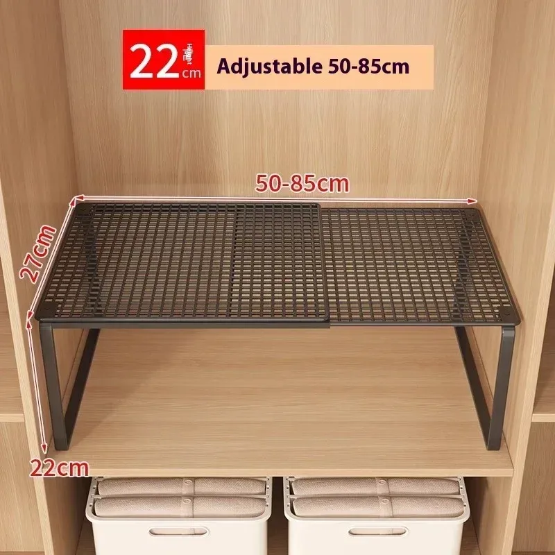 Organisateur de rangement extensible à plusieurs niveaux pour garde-robe, avec étagère à chaussures extractible 10