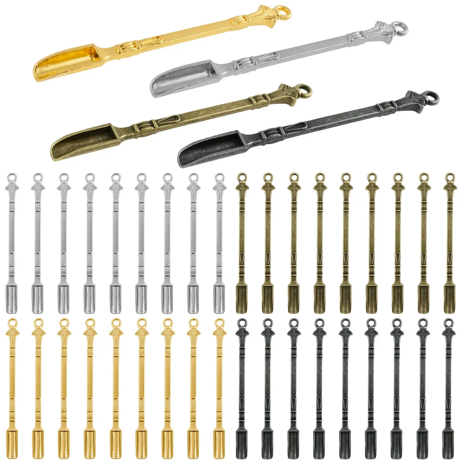 Lot de 40 mini cuillères pelle en alliage de zinc, portables, pour épices, café, thé, cocktails et desserts