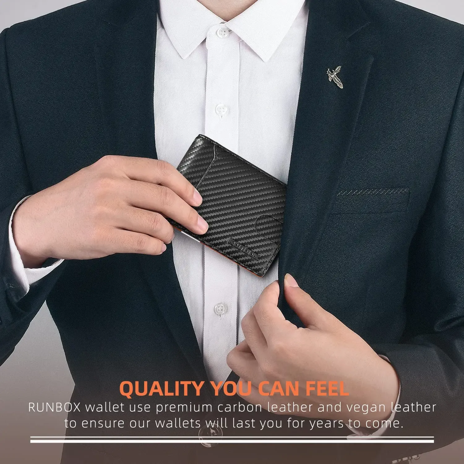 Portefeuille fin en cuir pour homme avec pince à billets, poche avant et protection RFID, format pliable et design minimaliste 6
