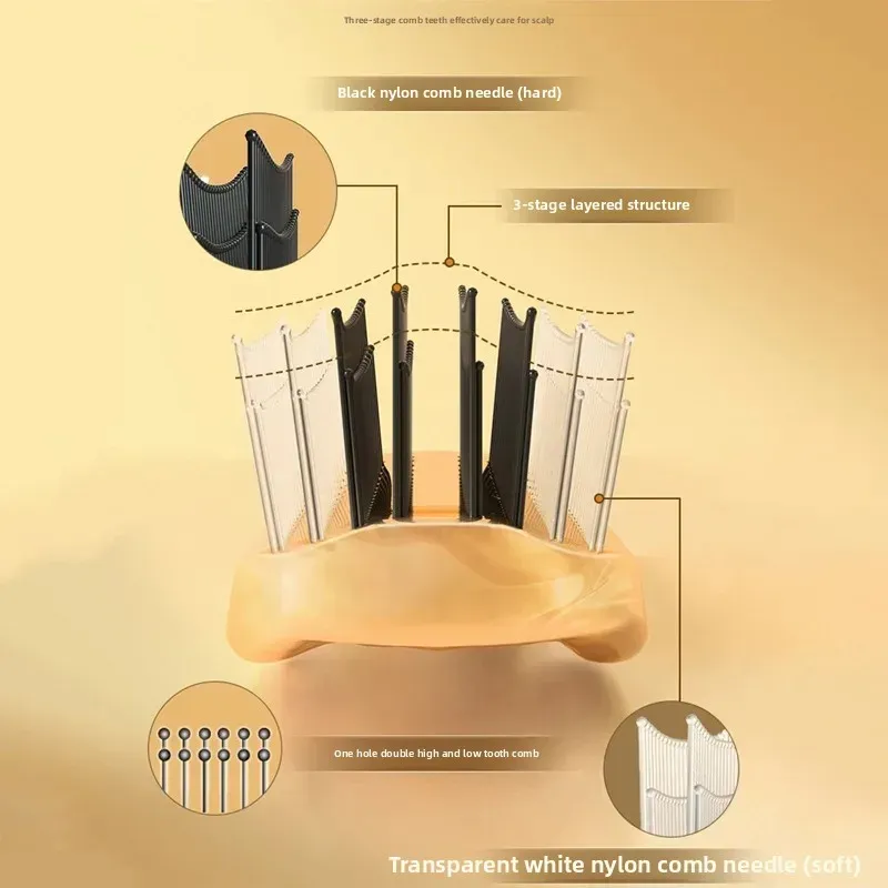 Masseur de tête japonais Premium – Brosse de shampoing pour cuir chevelu, démêlante pour cheveux humides – Or rose 4