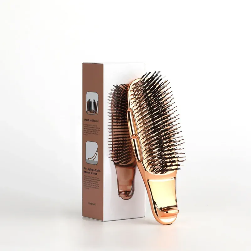 Masseur de tête japonais Premium – Brosse de shampoing pour cuir chevelu, démêlante pour cheveux humides – Or rose 9