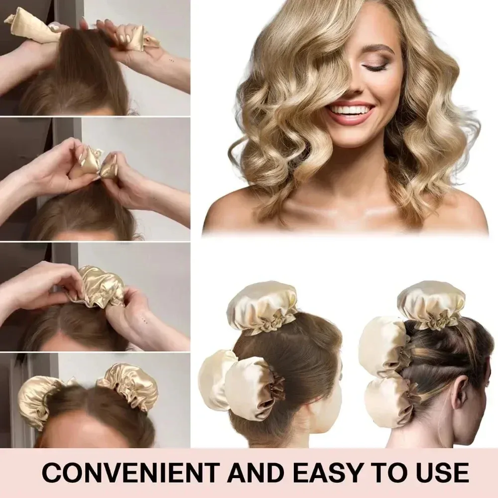 Ensemble de bigoudis en soie sans chaleur, tige à boucler sans chaleur, bandeau de nuit pour boucles paresseuses, outils de coiffure pour femmes, lot de 2 4