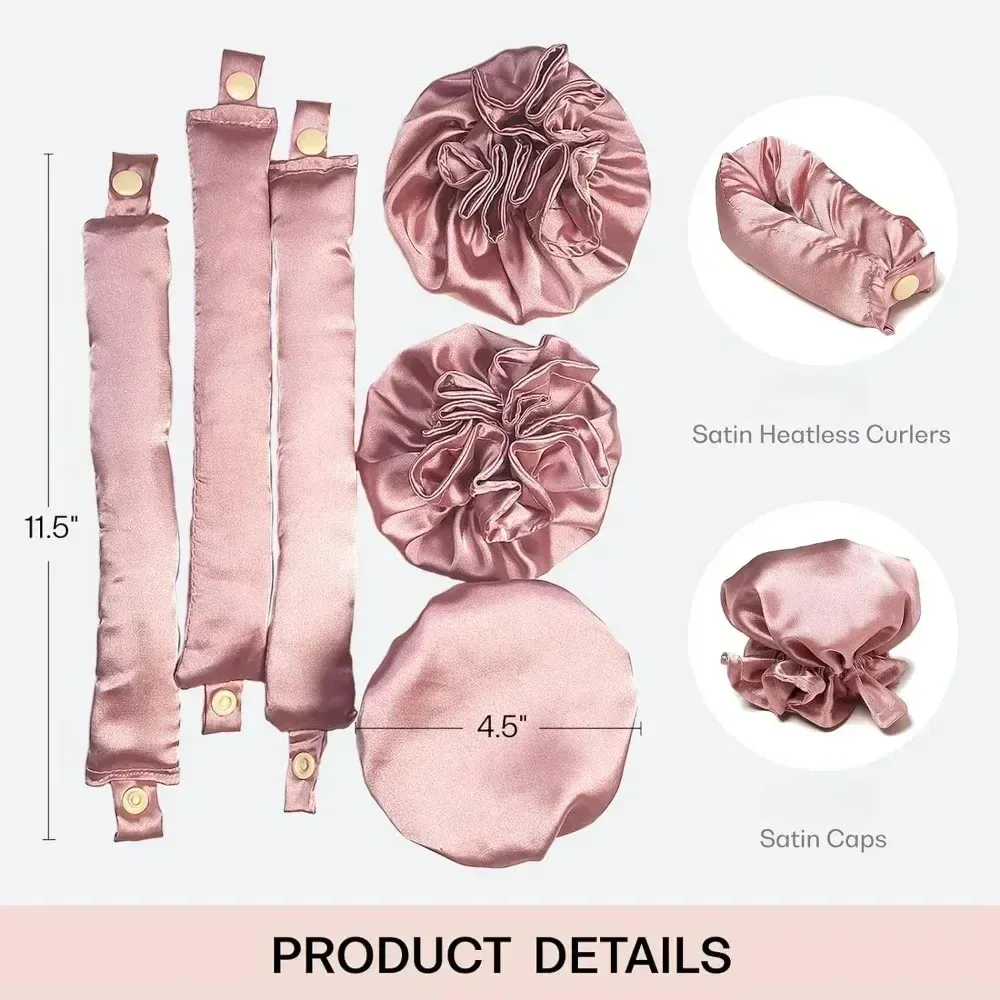 Ensemble de bigoudis en soie sans chaleur, tige à boucler sans chaleur, bandeau de nuit pour boucles paresseuses, outils de coiffure pour femmes, lot de 2 6