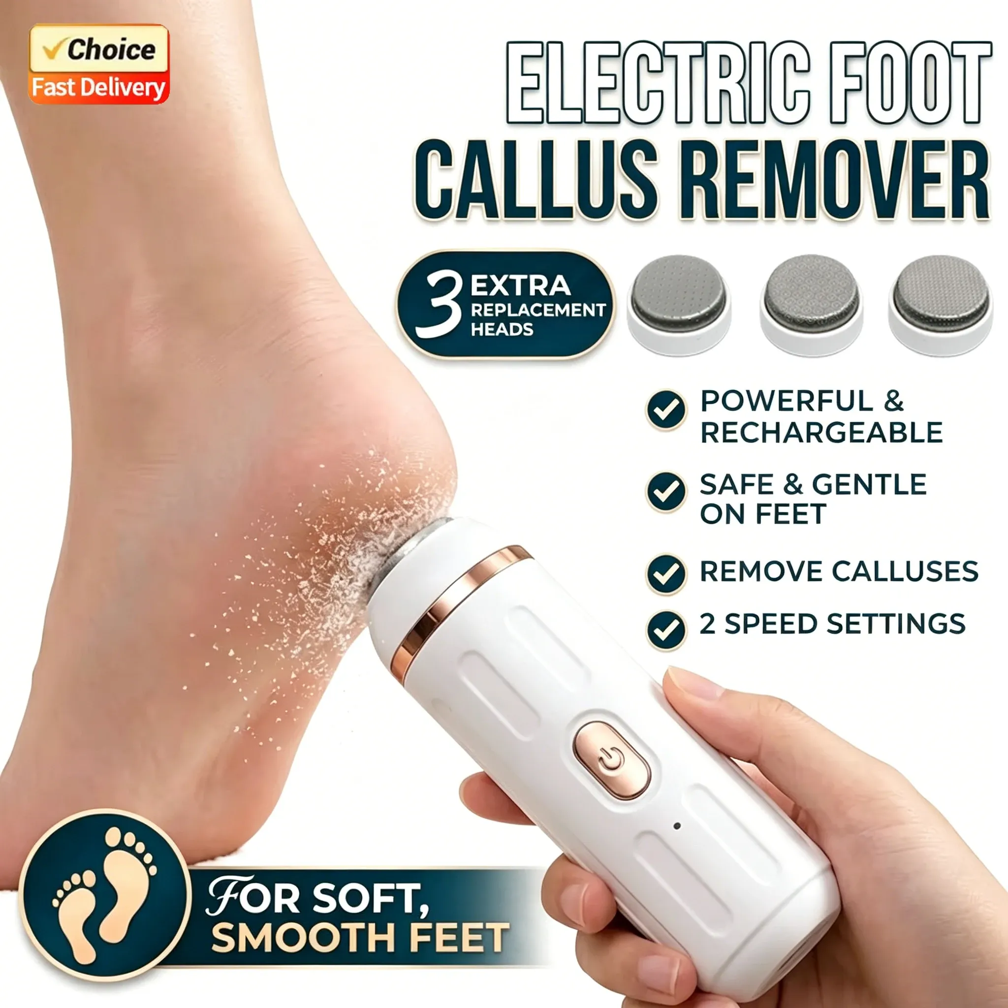 Râpe électrique pour pieds anti-callosités et éliminateur de peaux mortes