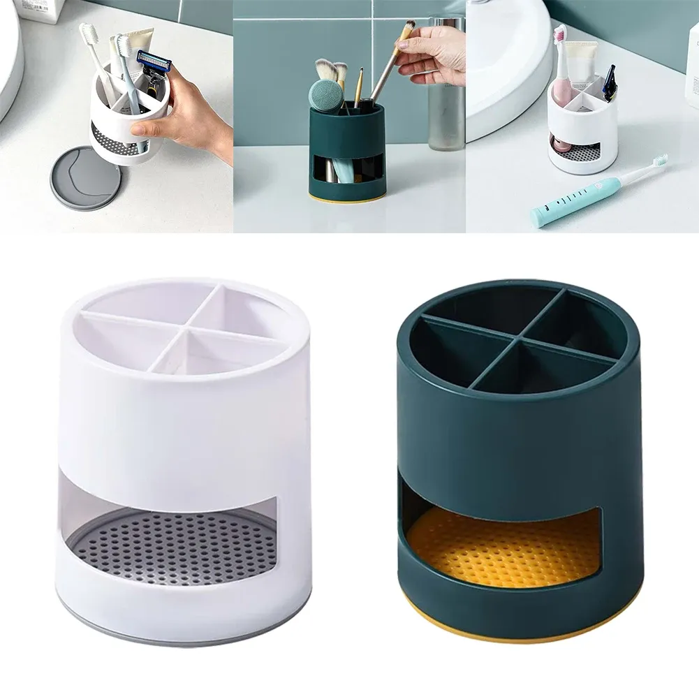 Détail du rangement multifonctionnel du porte-brosse à dents