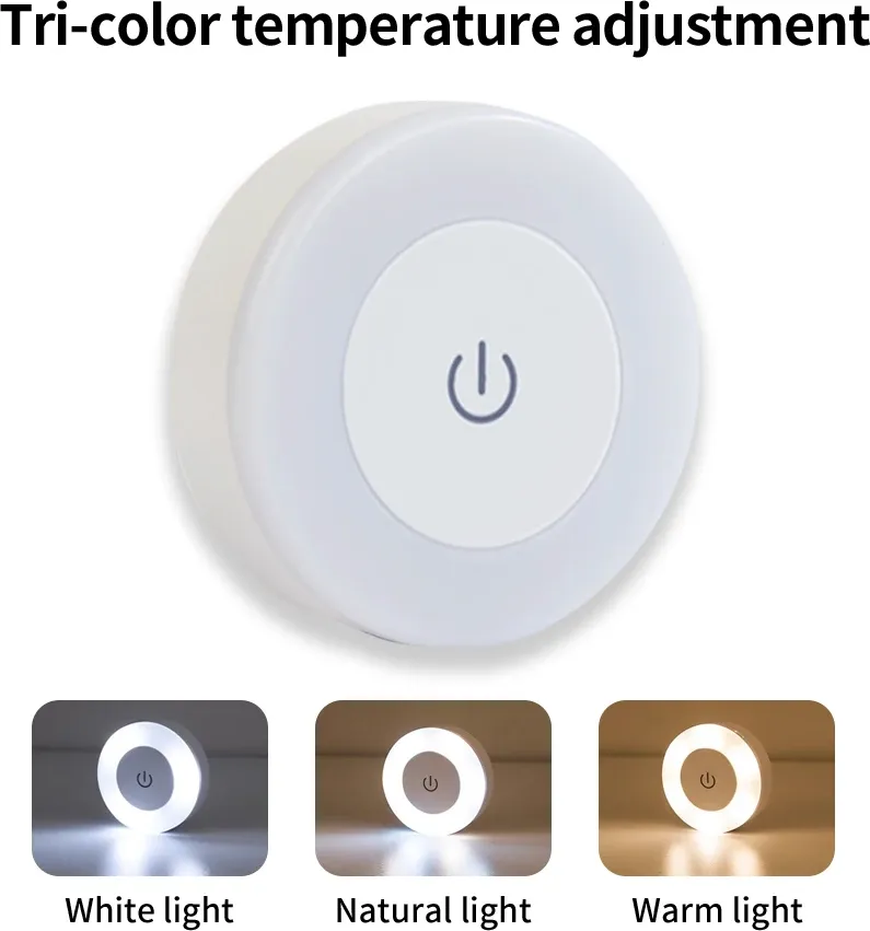 Veilleuse LED rechargeable 6 cm à interrupteur tactile, applique murale sans fil, 3 couleurs, intensité variable 9