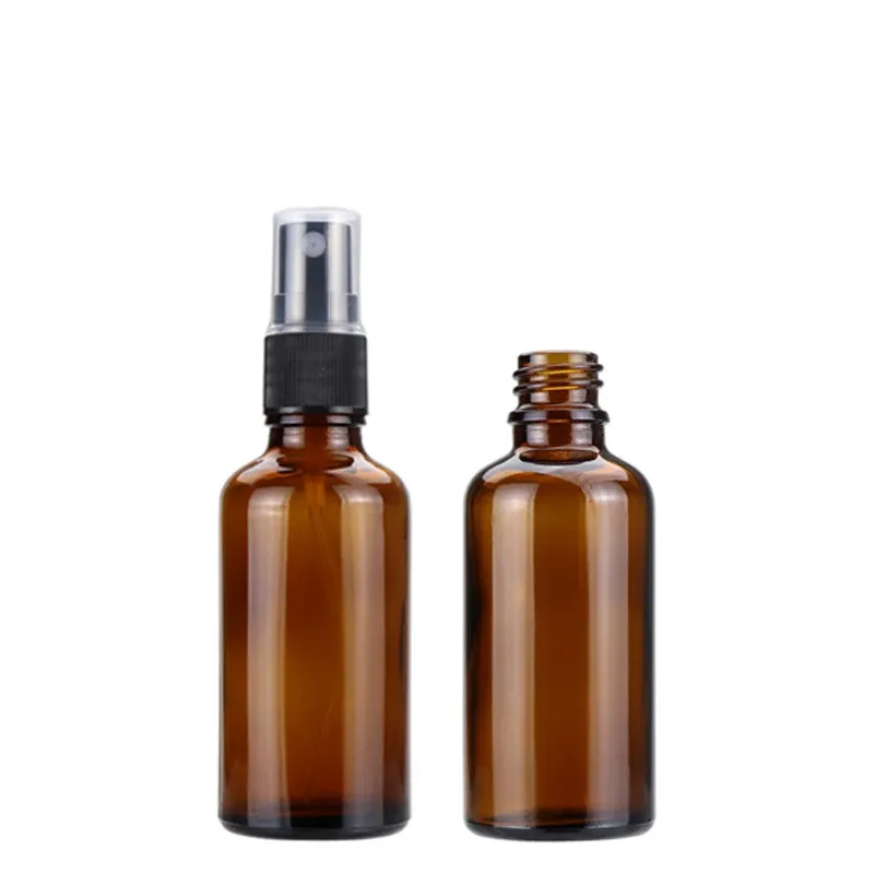 Bouteille vaporisateur en verre ambré avec pompe noire, rechargeable pour voyage, parfum et huiles 2