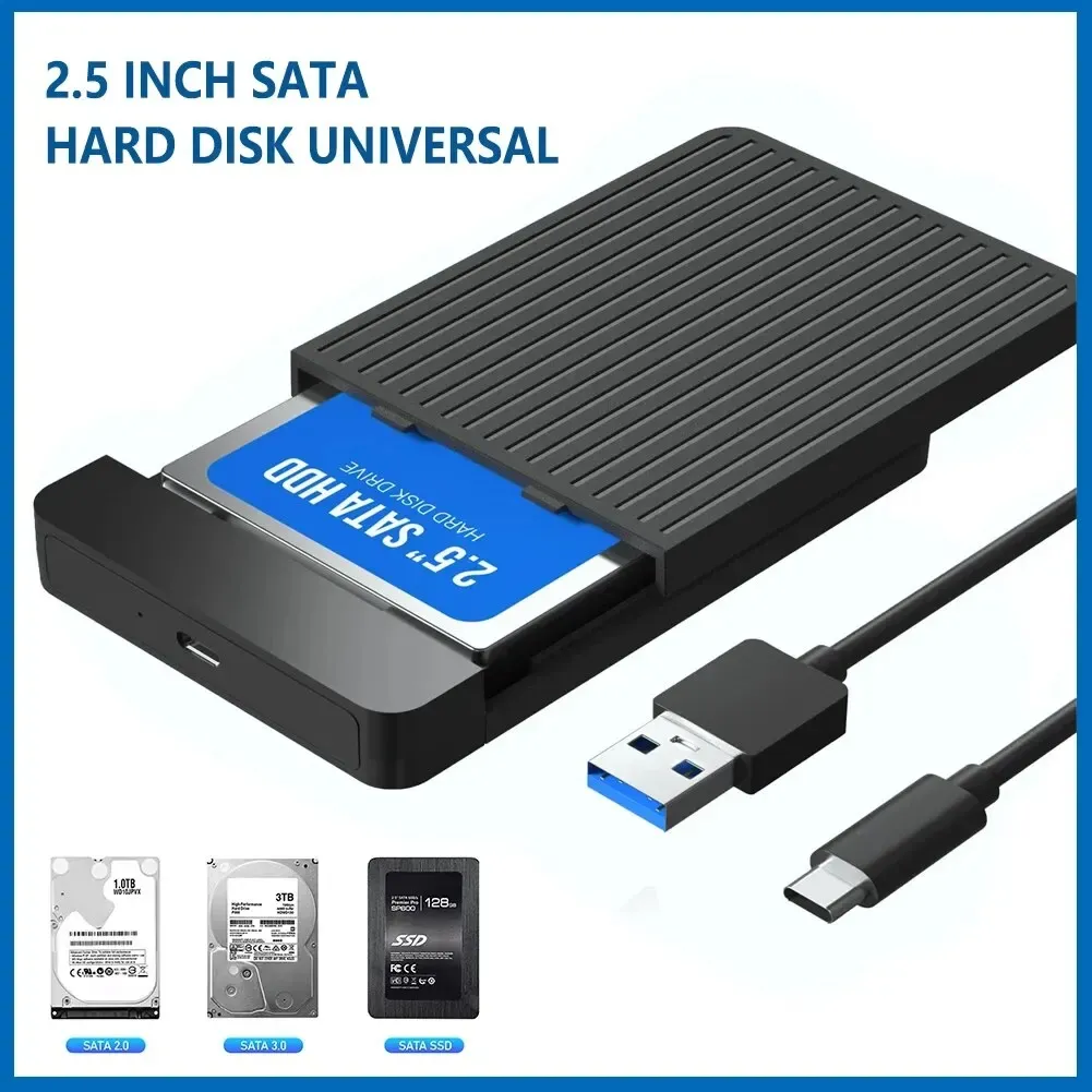 Boîtier adaptateur 2,5 pouces HDD/SSD SATA vers USB 3.1/3.0, boîtier de disque dur externe 6 Gbps à connecteur USB-C