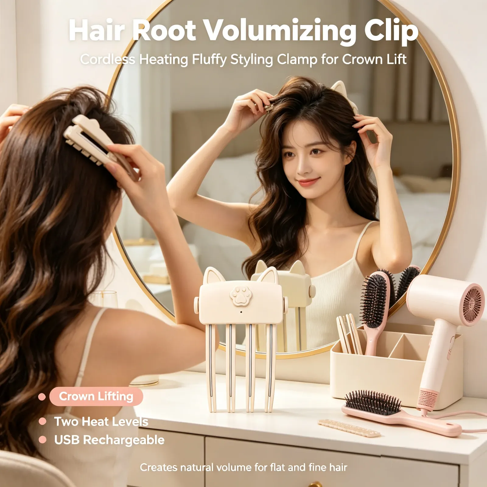 Peigne volumateur sans fil pour racines de cheveux