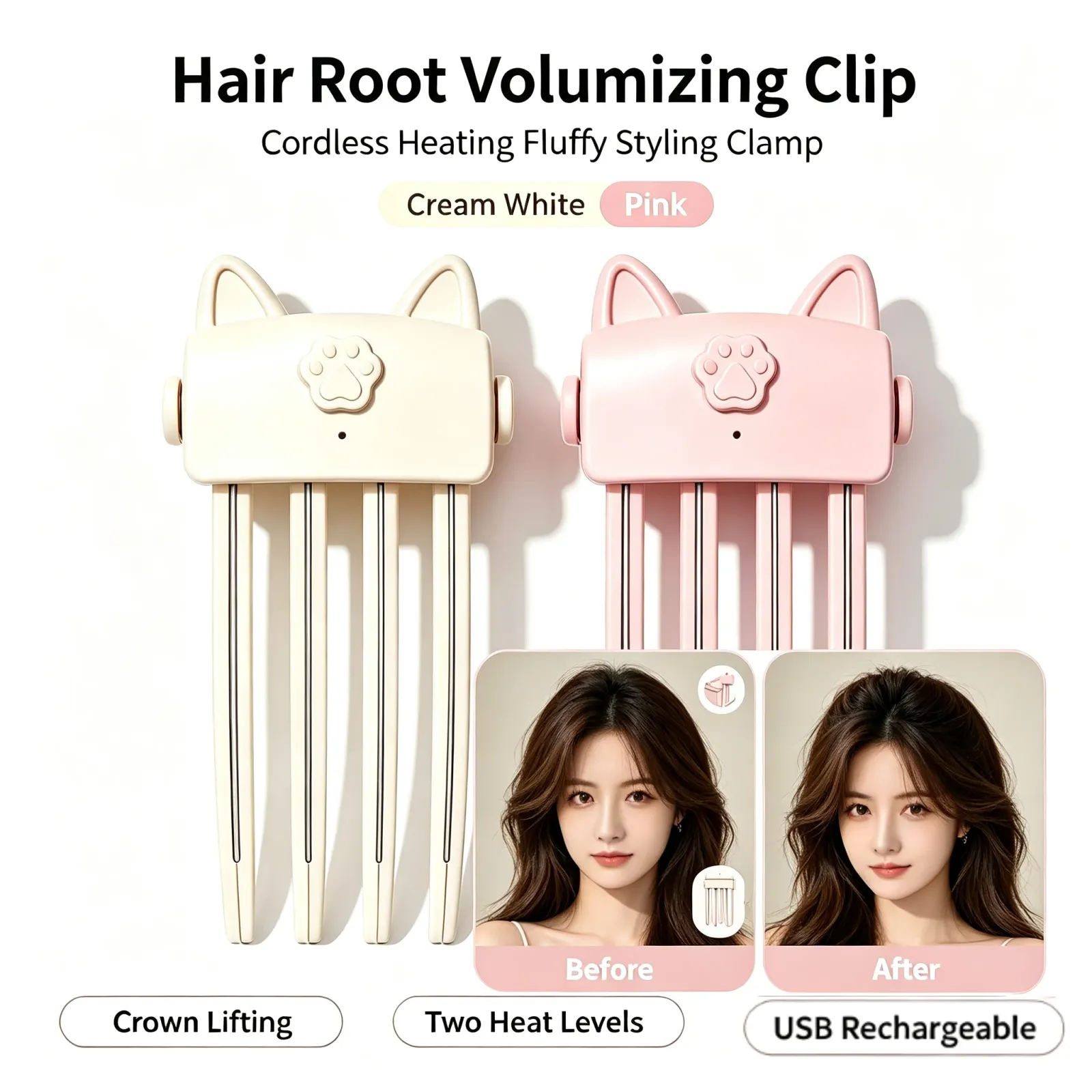Peigne volumateur sans fil, mise en situation
